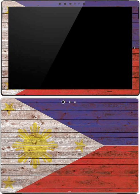 Philippines Flag Dark Wood Surface Pro 4 Skin